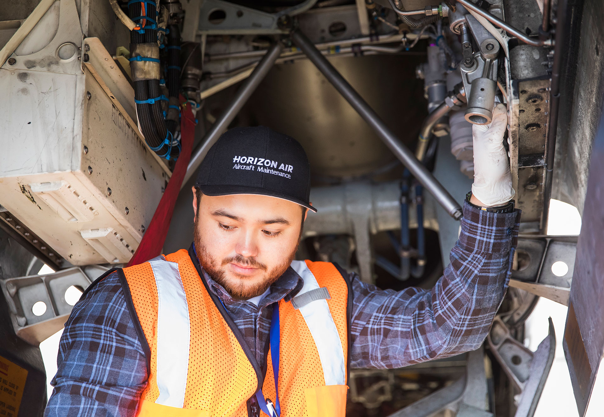 Man working inside a jet