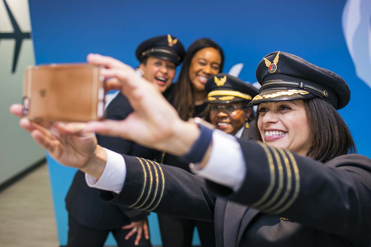 Diverse group of women taking a selfie