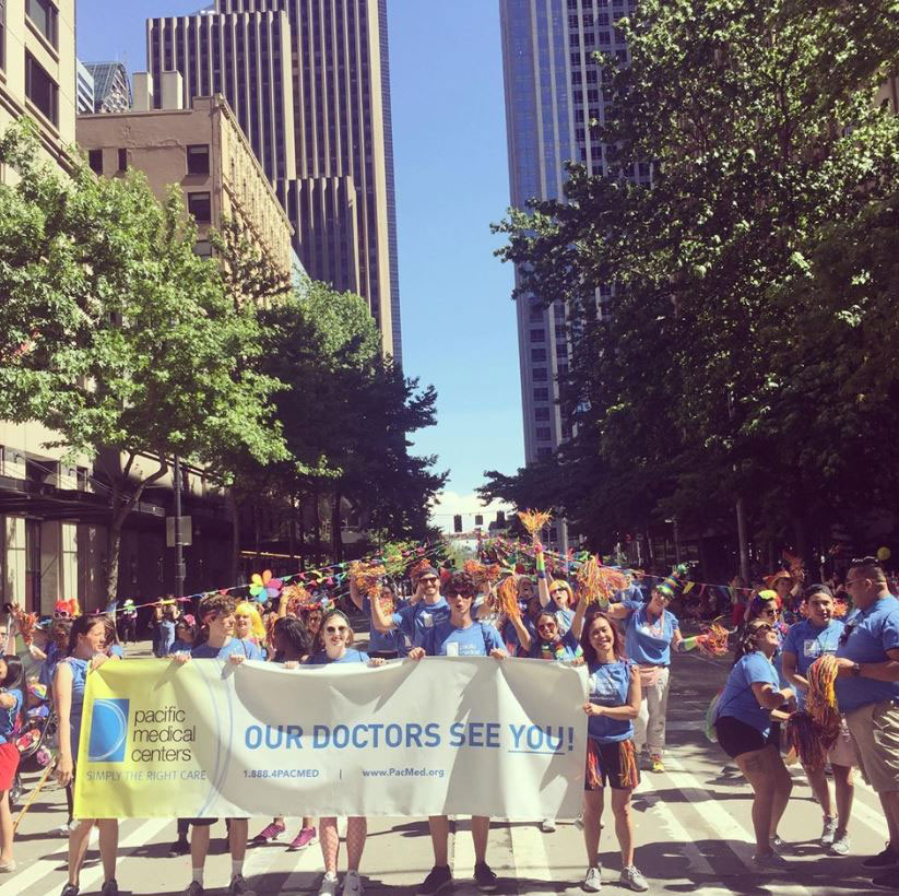 Team PacMed at PRIDE Parade in Seattle